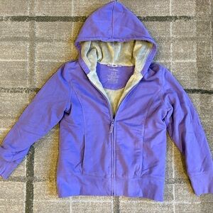 L.L.Bean Girls Purple Faux Fur Hoodie Zip-Up L14-16 Very Warm Sherpa Lined